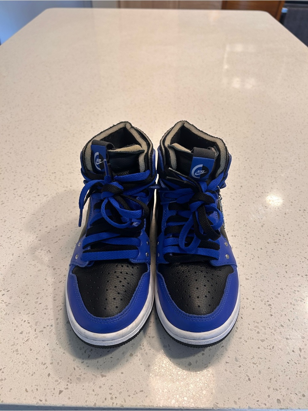 Nike Kids High-Top Sneakers in Black and Royal Blue